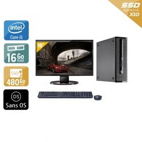 HP ProDesk 400 G1 SFF i5 avec Écran 19 pouces 16Go RAM 480Go SSD Sans OS
