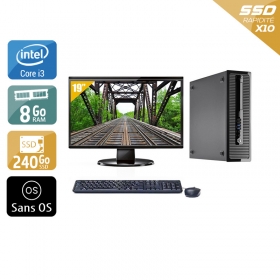 HP ProDesk 400 G2 Tower i3 avec Écran 19 pouces 8Go RAM 240Go SSD Sans OS