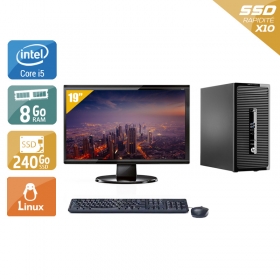 HP ProDesk 400 G2 Tower i5 avec Écran 19 pouces 8Go RAM 240Go SSD Linux