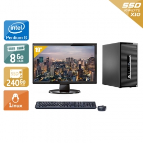 HP ProDesk 400 G2 Tower Pentium G Dual Core avec Écran 19 pouces 8Go RAM 240Go SSD Linux