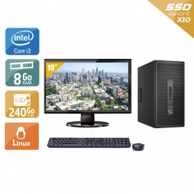 HP ProDesk 600 G2 Tower i3 Gen 6 avec Écran 19 pouces 8Go RAM 240Go SSD Linux