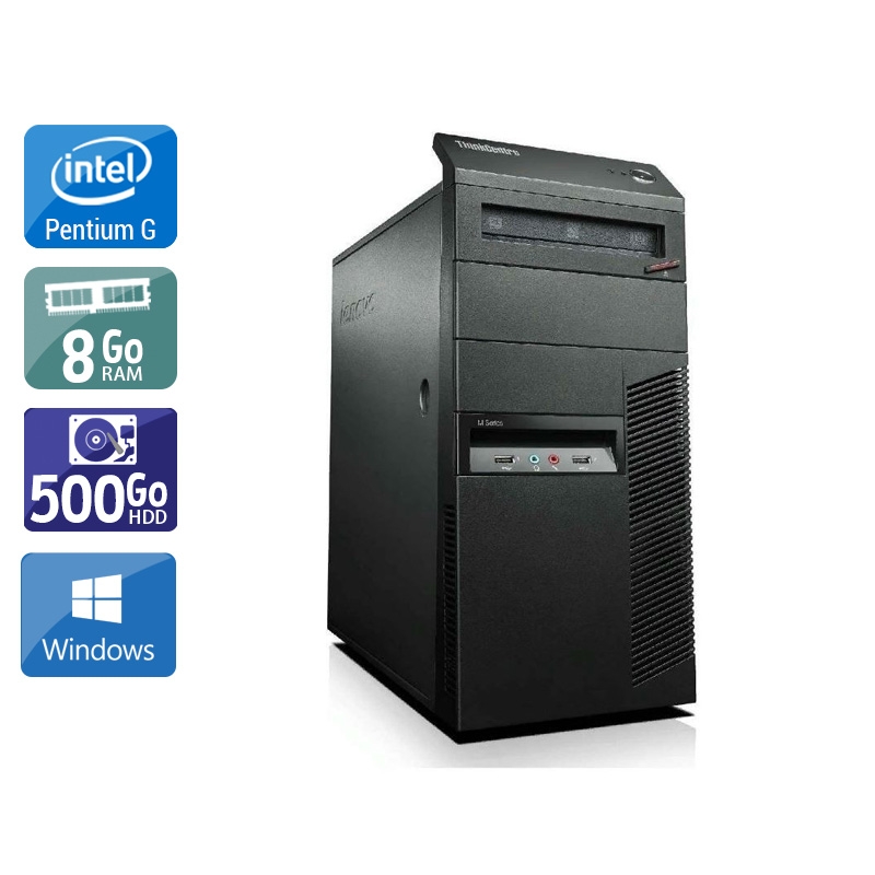 Lenovo ThinkCentre M81 Tower Pentium G Dual Core 8Go RAM 500Go HDD Windows 10