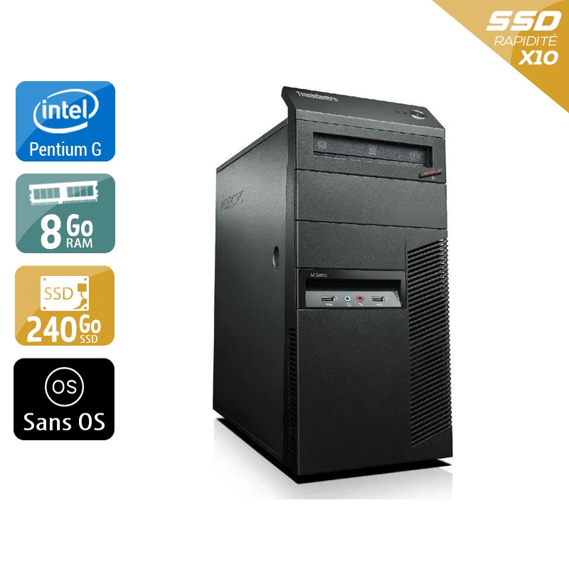 Lenovo ThinkCentre M81 Tower Pentium G Dual Core - 8Go RAM 240Go SSD Sans OS  Très bon étatOccasion certifiée reconditionnée Bon état -  reconditionné disponible sur Kiatoo