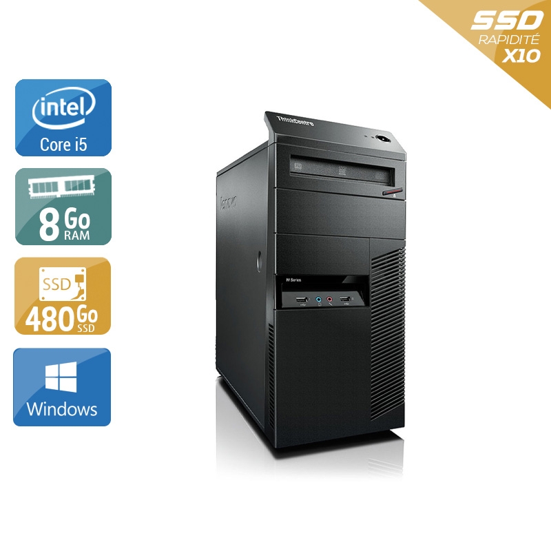 Lenovo ThinkCentre M90 Tower i5 - 8Go RAM 480Go SSD Windows 10  Très bon étatOccasion certifiée reconditionnée Bon état -  reconditionné disponible sur Kiatoo