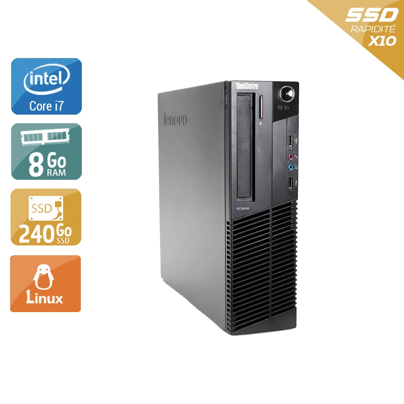 Lenovo ThinkCentre M92 SFF i7 - 8Go RAM 240Go SSD Linux État correctOccasion certifiée reconditionnée