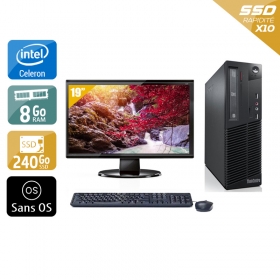 Lenovo ThinkCentre M73 SFF Celeron Dual Core avec Écran 19 pouces 8Go RAM 240Go SSD Sans OS
