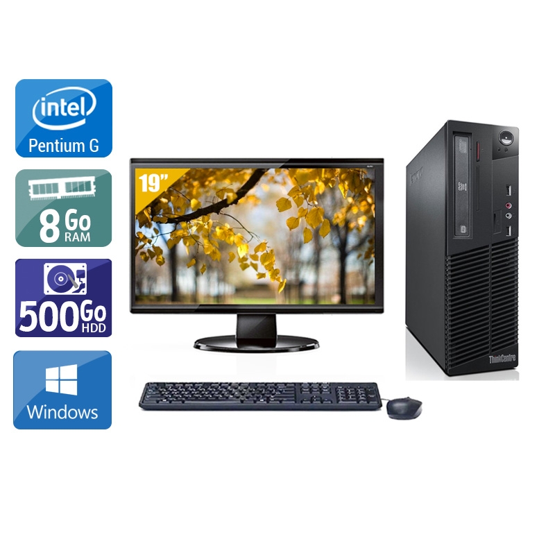 Lenovo ThinkCentre M73 SFF Pentium G Dual Core avec Écran 19 pouces 8Go RAM 500Go HDD Windows 10