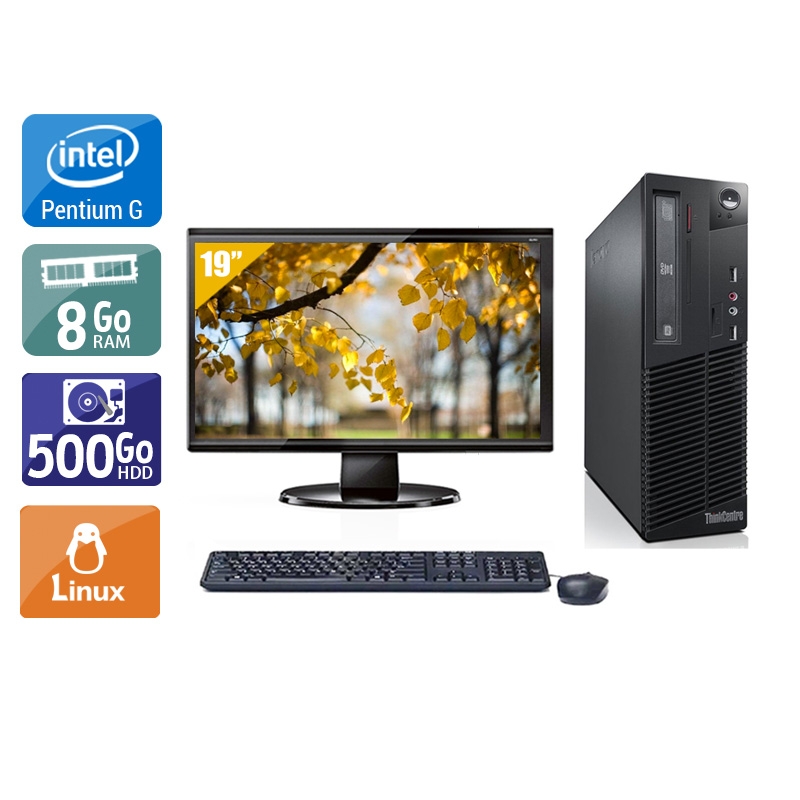 Lenovo ThinkCentre M73 SFF Pentium G Dual Core avec Écran 19 pouces 8Go RAM 500Go HDD Linux