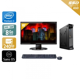 Lenovo ThinkCentre M73 Tiny Pentium G Dual Core avec Écran 19 pouces 8Go RAM 240Go SSD Sans OS