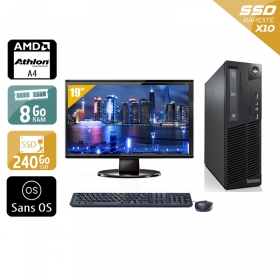 Lenovo ThinkCentre M78 SFF AMD A4 avec Écran 19 pouces 8Go RAM 240Go SSD Sans OS
