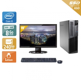 Lenovo ThinkCentre M90 SFF i5 avec Écran 19 pouces 8Go RAM 240Go SSD Linux