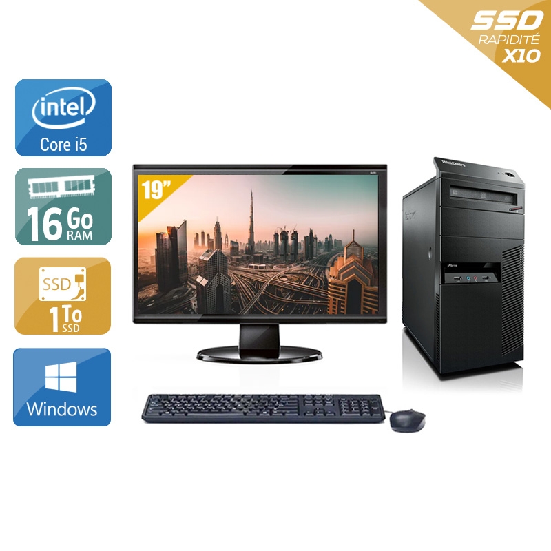Acheter Lenovo ThinkCentre M90 Tower i5 + Écran - 19'' 16Go RAM 1To SSD Windows 10 Bon étatOccasion certifiée reconditionnée Bon état - 340,83 € Lenovo ThinkCentre M90 Tower i5 + Écran - 19'' 16Go RAM 1To SSD Windows 10 Bon étatOccasion certifiée reconditionnée Bon état - reconditionné disponible sur Kiatoo