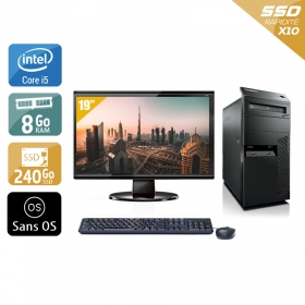 Lenovo ThinkCentre M90 Tower i5 avec Écran 19 pouces 8Go RAM 240Go SSD Sans OS