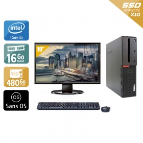 Lenovo ThinkCentre M900 SFF i5 Gen 6 avec Écran 19 pouces 16Go RAM 480Go SSD Sans OS