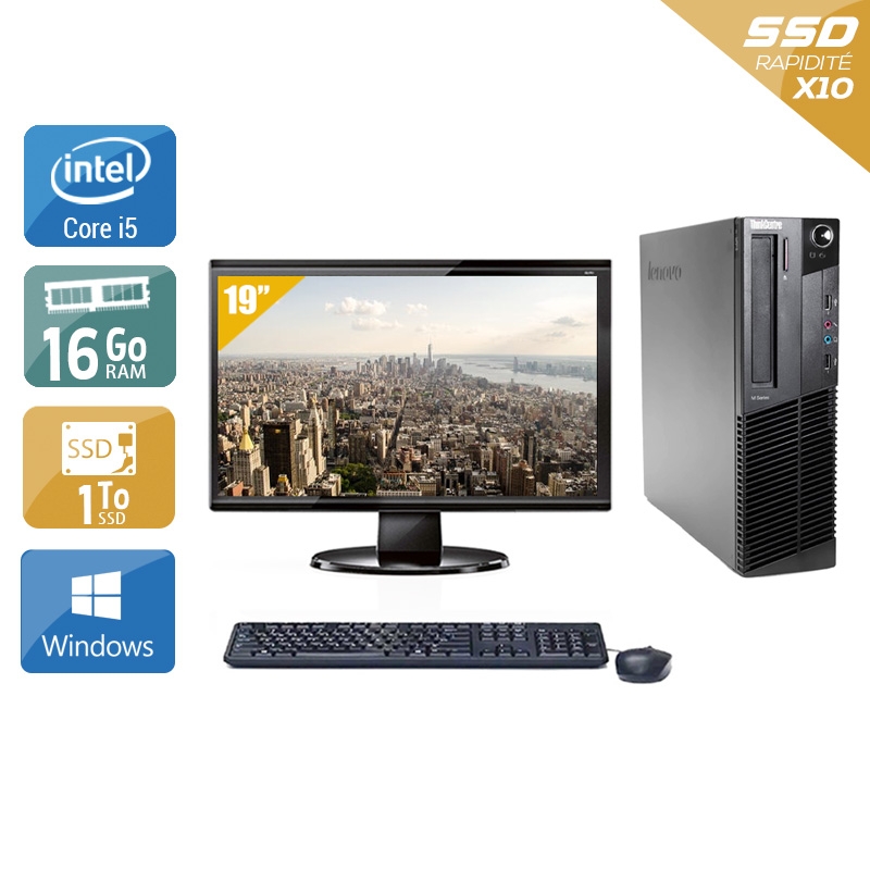 Lenovo ThinkCentre M91 SFF i5 + Écran - 19'' 16Go RAM 1To SSD Windows 10  Bon étatOccasion certifiée reconditionnée Bon état -  reconditionné disponible sur Kiatoo