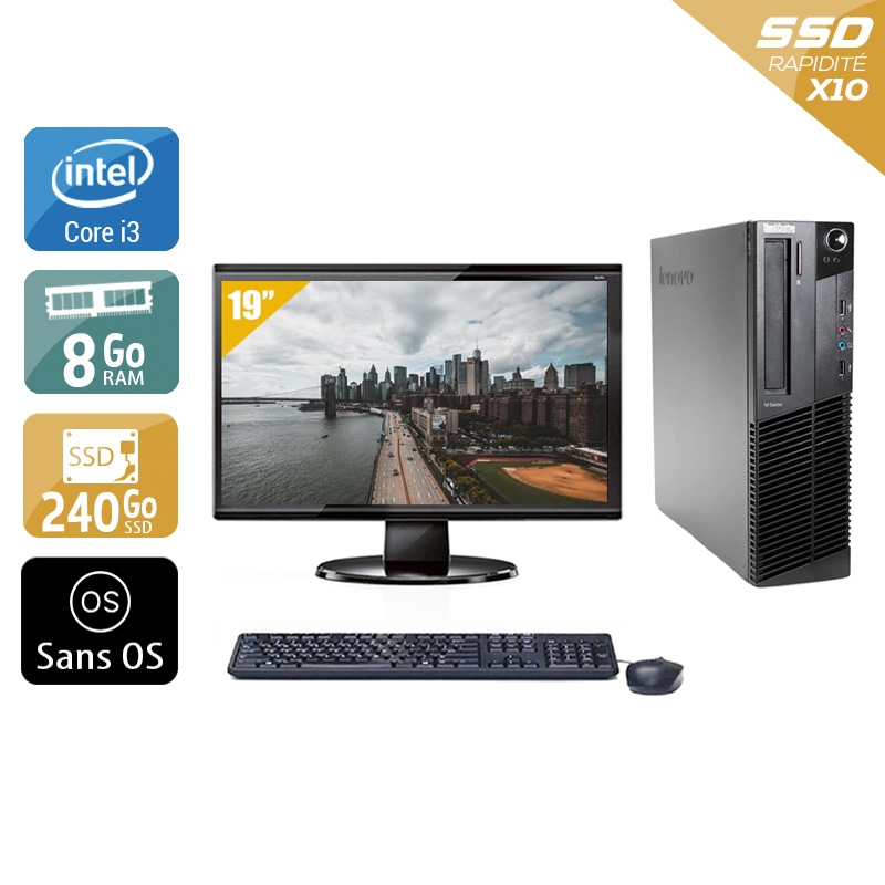 Lenovo ThinkCentre M92 SFF i3 + Écran - 19'' 8Go RAM 240Go SSD Sans OS  Bon étatOccasion certifiée reconditionnée Bon état -  reconditionné disponible sur Kiatoo