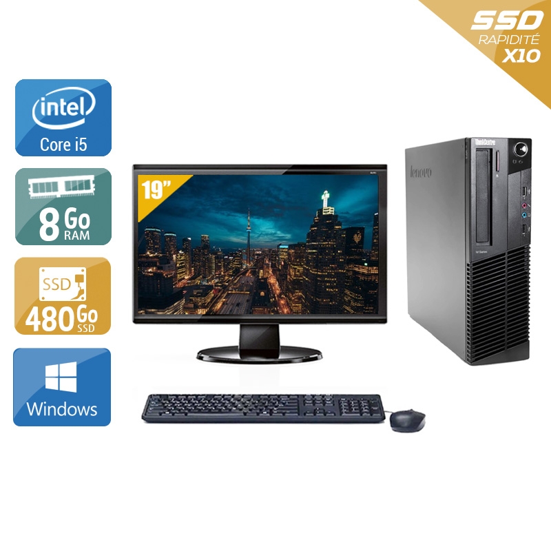 Lenovo ThinkCentre M92 SFF i5 + Écran - 19'' 8Go RAM 480Go SSD Windows 10  Bon étatOccasion certifiée reconditionnée Bon état -  reconditionné disponible sur Kiatoo