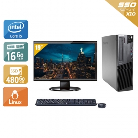 Lenovo ThinkCentre M92 SFF i5 avec Écran 19 pouces 16Go RAM 480Go SSD Linux