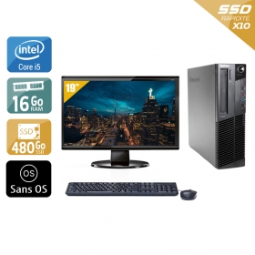 Lenovo ThinkCentre M92 SFF i5 avec Écran 19 pouces 16Go RAM 480Go SSD Sans OS