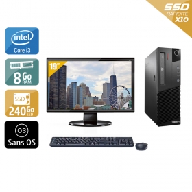Lenovo ThinkCentre M93 SFF i3 avec Écran 19 pouces 8Go RAM 240Go SSD Sans OS