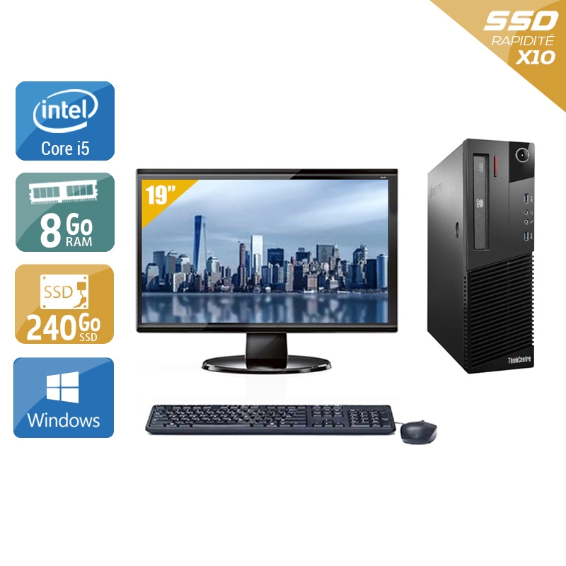 Lenovo ThinkCentre M93 SFF i5 + Écran - 19'' 8Go RAM 240Go SSD Windows 10  Bon étatOccasion certifiée reconditionnée Bon état -  reconditionné disponible sur Kiatoo
