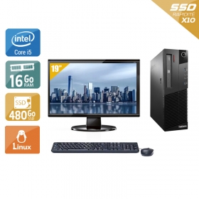 Lenovo ThinkCentre M93 SFF i5 avec Écran 19 pouces 16Go RAM 480Go SSD Linux