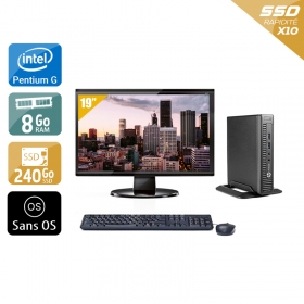 HP ProDesk 600 G1 TINY Pentium G Dual Core avec Écran 19 pouces 8Go RAM 240Go SSD Sans OS