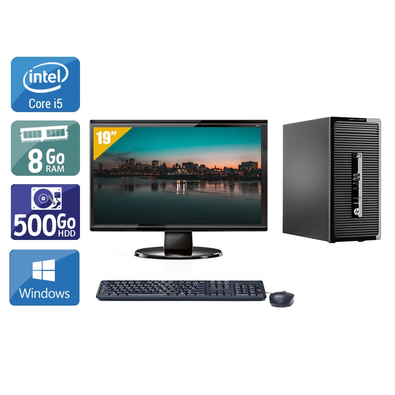 HP ProDesk 490 G2 Tower i5 avec Écran 19 pouces 8Go RAM 500Go HDD Windows 10