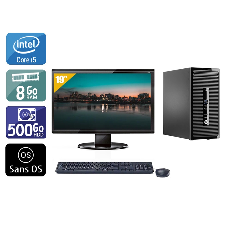 HP ProDesk 490 G2 Tower i5 avec Écran 19 pouces 8Go RAM 500Go HDD Sans OS