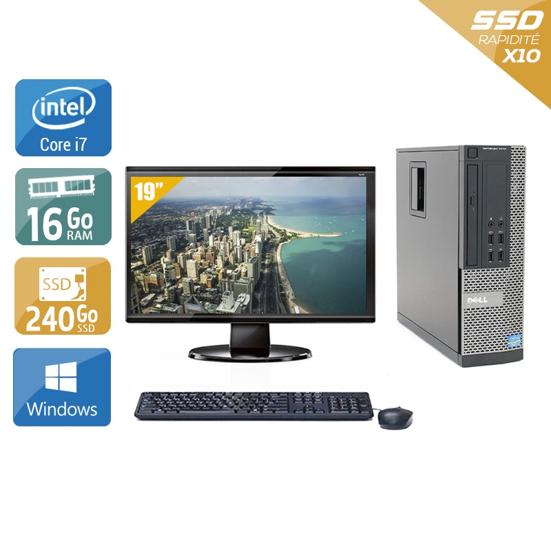 Dell Optiplex 990 SFF i7 + Écran - 19'' 16Go RAM 240Go SSD Windows 10  Bon étatOccasion certifiée reconditionnée Bon état -  reconditionné disponible sur Kiatoo