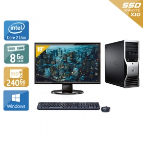 Dell Précision T3400 Tower Core 2 Duo avec Écran 19 pouces 8Go RAM 240Go SSD Windows 10