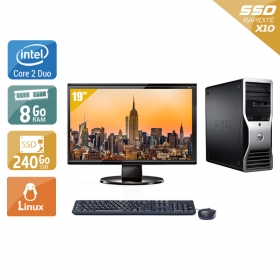 Dell Précision 390 Tower Core 2 Duo avec Écran 19 pouces 8Go RAM 240Go SSD Linux