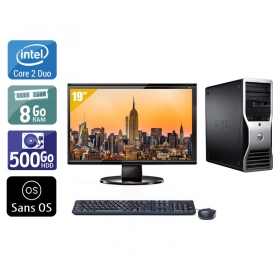 Dell Précision 390 Tower Core 2 Duo avec Écran 19 pouces 8Go RAM 500Go HDD Sans OS