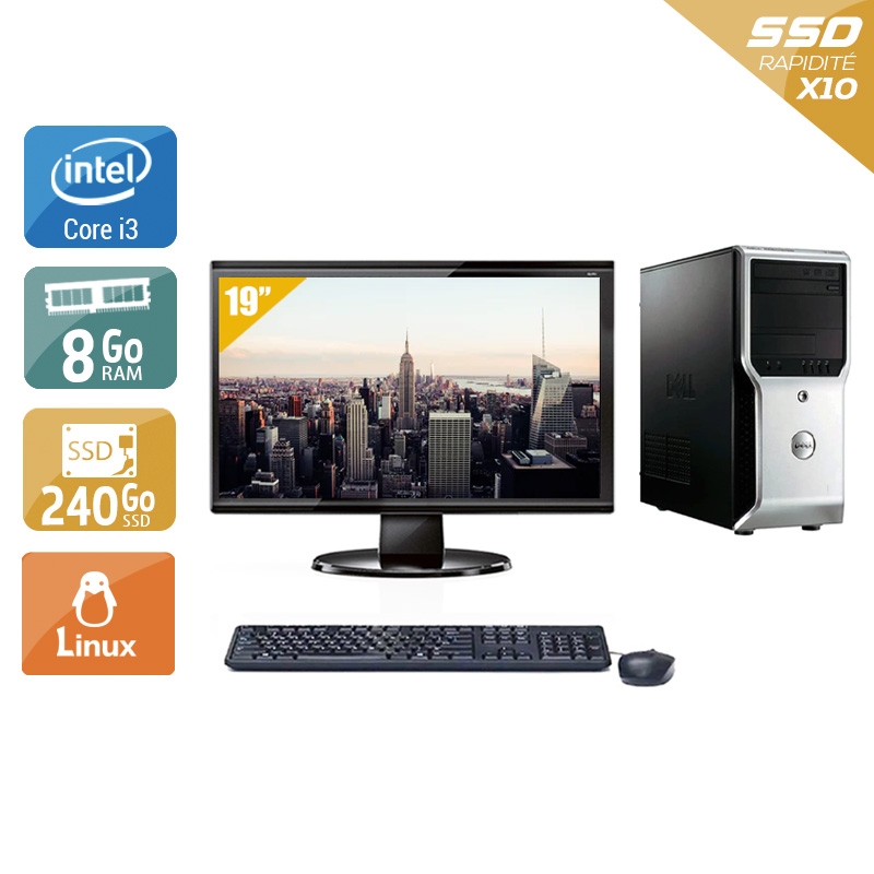 Dell Precision T1500 Tower i3 + Écran - 19'' 8Go RAM 240Go SSD Linux  Bon étatOccasion certifiée reconditionnée Bon état -  reconditionné disponible sur Kiatoo