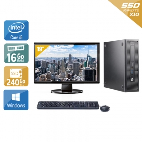 HP ProDesk 600 G2 SFF i5 Gen 6 avec Écran 19 pouces 16Go RAM 240Go SSD Windows 10