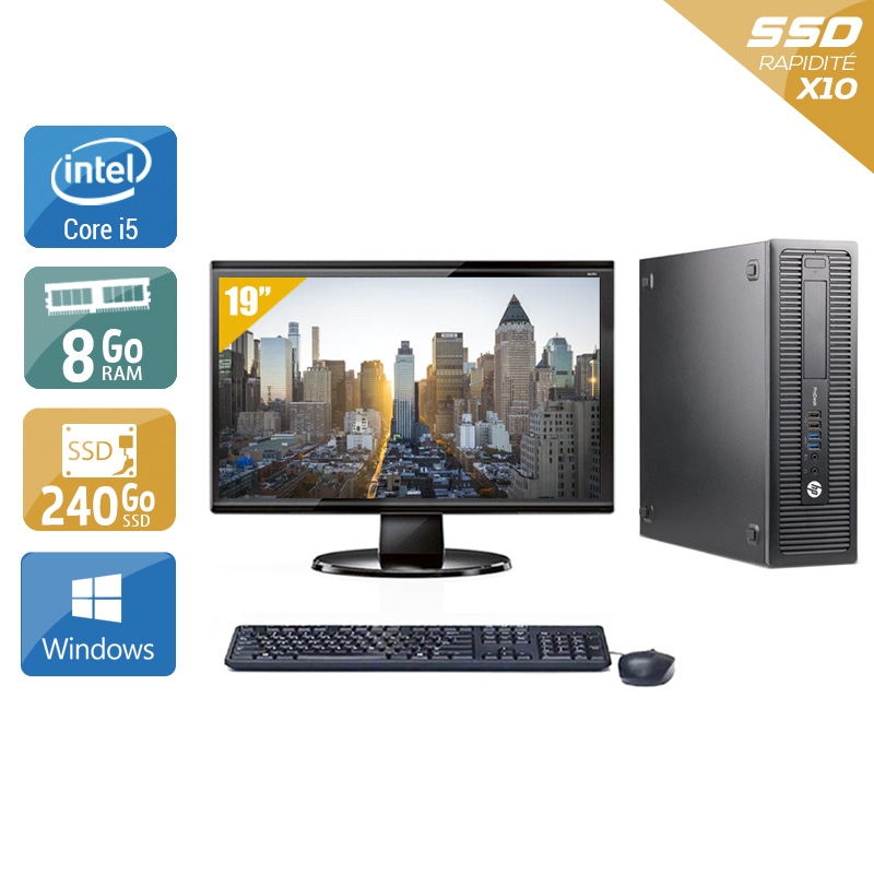 HP ProDesk 600 G1 SFF i5 + Écran - 19'' 8Go RAM 240Go SSD Windows 10  État correctOccasion certifiée reconditionnée  -  reconditionné disponible sur Kiatoo