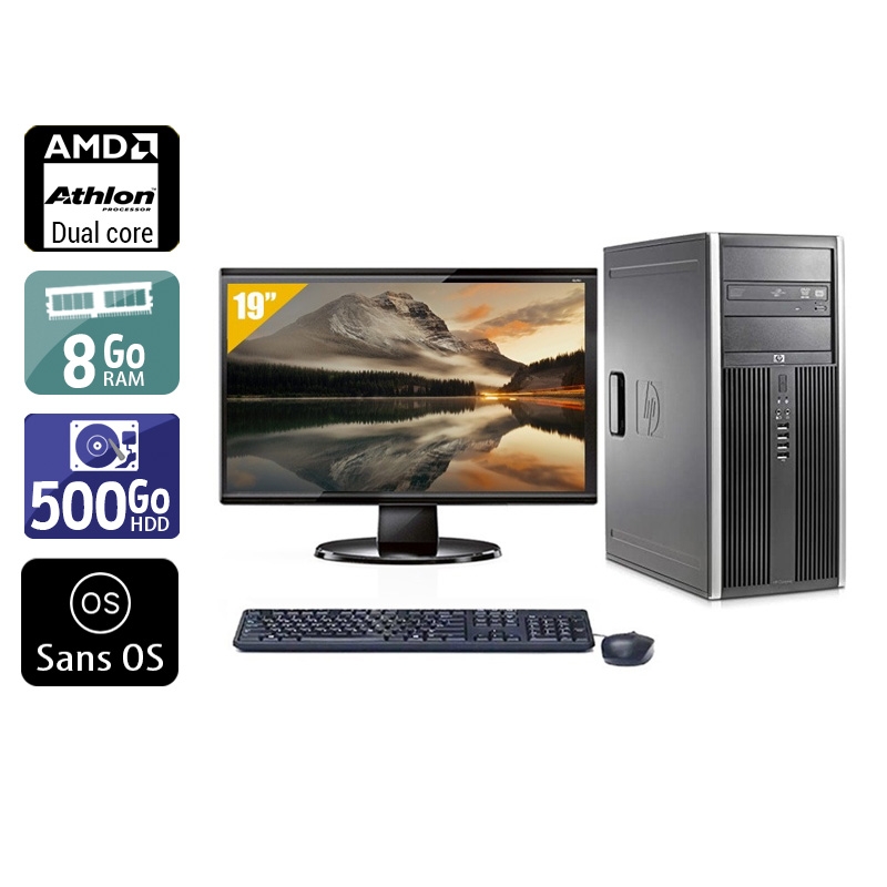 HP Compaq dc5850 Tower AMD Athlon Dual Core + Écran - 19'' 8Go RAM 500Go HDD Sans OS  Bon étatOccasion certifiée reconditionnée Bon état -  reconditionné disponible sur Kiatoo