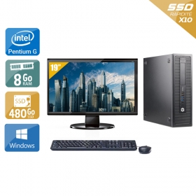 HP ProDesk 600 G2 SFF Pentium G Dual Core Gen 6 avec Écran 19 pouces 8Go RAM 480Go SSD Windows 10