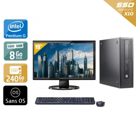 HP ProDesk 600 G2 SFF Pentium G Dual Core Gen 6 avec Écran 19 pouces 8Go RAM 240Go SSD Sans OS