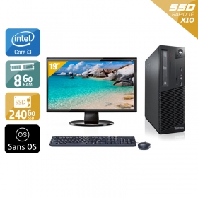 Lenovo ThinkCentre M81 SFF i3 avec Écran 19 pouces 8Go RAM 240Go SSD Sans OS