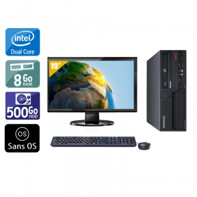 Lenovo ThinkCentre M57 SFF Dual Core avec Écran 19 pouces 8Go RAM 500Go HDD Sans OS