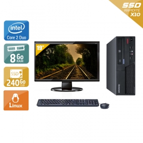 Lenovo ThinkCentre M57 SFF Core 2 Duo avec Écran 19 pouces 8Go RAM 240Go SSD Linux