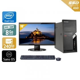 Lenovo ThinkCentre M57 Tower Dual Core avec Écran 19 pouces 8Go RAM 240Go SSD Sans OS