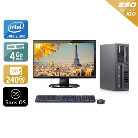Lenovo ThinkCentre M58 USFF Core 2 Duo avec Écran 19 pouces 4Go RAM 240Go SSD Sans OS