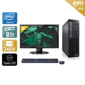 Lenovo ThinkCentre M71 SFF i3 avec Écran 19 pouces 8Go RAM 240Go SSD Sans OS