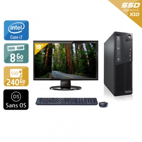 Lenovo ThinkCentre M71 SFF i7 avec Écran 19 pouces 8Go RAM 240Go SSD Sans OS