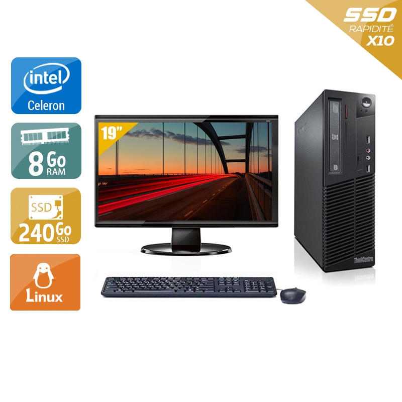 Acheter Lenovo ThinkCentre M72E SFF Celeron Dual Core + Écran - 19'' 8Go RAM 240Go SSD Linux Bon étatOccasion certifiée reconditionnée Bon état - 224,17 € Lenovo ThinkCentre M72E SFF Celeron Dual Core + Écran - 19'' 8Go RAM 240Go SSD Linux Bon étatOccasion certifiée reconditionnée Bon état - reconditionné disponible sur Kiatoo