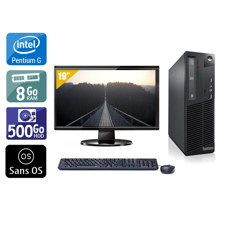 Lenovo ThinkCentre M72E SFF Pentium G Dual Core avec Écran 19 pouces 8Go RAM 500Go HDD Sans OS