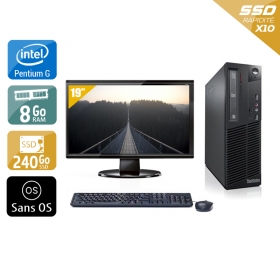 Lenovo ThinkCentre M72E SFF Pentium G Dual Core avec Écran 19 pouces 8Go RAM 240Go SSD Sans OS