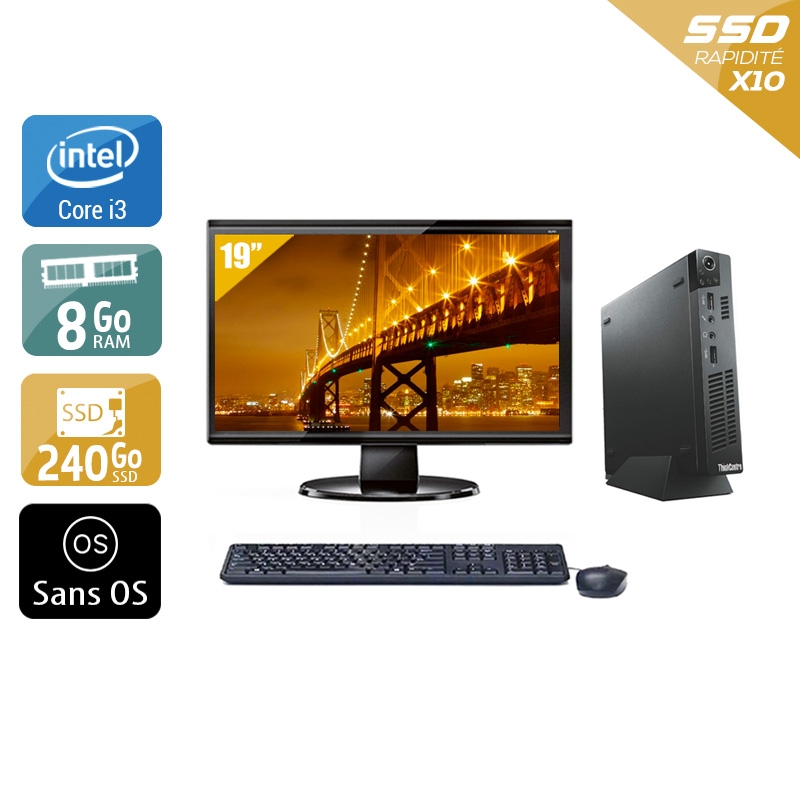 Acheter Lenovo ThinkCentre M72E Tiny i3 + Écran - 19'' 8Go RAM 240Go SSD Sans OS Bon étatOccasion certifiée reconditionnée Bon état - 224,17 € Lenovo ThinkCentre M72E Tiny i3 + Écran - 19'' 8Go RAM 240Go SSD Sans OS Bon étatOccasion certifiée reconditionnée Bon état - reconditionné disponible sur Kiatoo